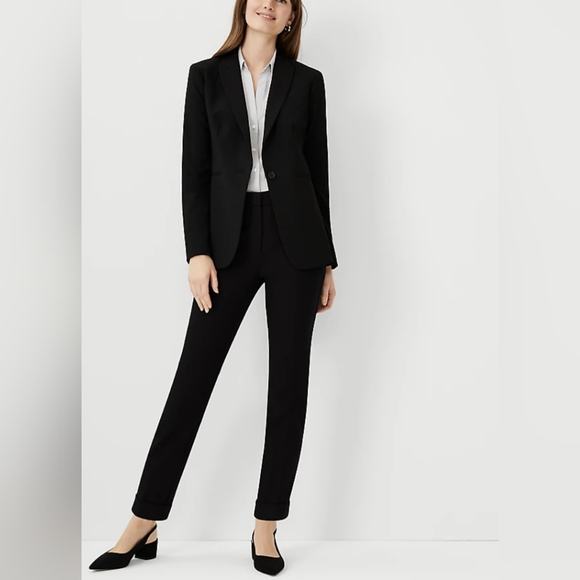 NWT ANN TAYLOR LOFT PETITES HUGH WAIST 0P BLACK ANKLE PANT - Picture 2 of 10